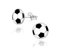 Designer Inspirations Boutique 7.5mm Schwarz Weiß Fußball Ohrstecker / Paar Ohrstecker für Kinder Kinder Jungen Mädchen Teenager Frauen - 925 Sterling Silber - Ohr