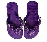 Designer Luxus Flip Flops-Chanclas Exclusivas by Simone Herrera-Flora Line-Lena-Riemchen Sandale Zehentrenner (37/38, lila/lila)