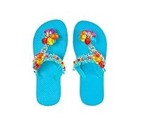 Designer Luxus Flip Flops-Chanclas Exclusivas by Simone Herrera-Glamourous Line-Estrella-Riemchen Sandale Zehentrenner (39/40, Turquesa/türkis)