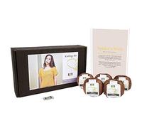 DesignEtte Spider's Web Damen-Strickset, 100% ägyptische Baumwolle, Garn, Schalen und Muster, Anfänger, Starterpack-Box, 50 g ≈ 127 m/5-lagig, Hellbraun, XS