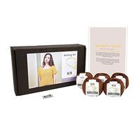 DesignEtte Spider's Web Damen-Strickset, 100% ägyptische Baumwolle, Garn, Schalen und Muster, Anfänger, Starterpack-Box, 50 g ≈ 127 m/5-lagig, Kaffeebraun, L