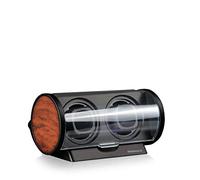 DESIGNHÜTTE® Uhrenbeweger Tubix Schwarz/Wurzelholz für 2 Automatikuhren