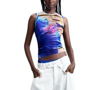 Desigual Ärmelloses T-Shirt aus der Damen-Kollektion, Blau, Größe M