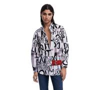 Desigual Frühlingsschwarz Damenhemd mit Druck aus 100% Baumwolle - Größe: L