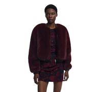 Faux-Fur bordeauxfarbene Jacke L