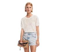Desigual Sommer Damen T-Shirt Weiß Viskose Mix - Größe: M