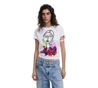 Desigual Damen T-Shirt mit farbenfrohem Print - 100% Baumwolle - Größe: S