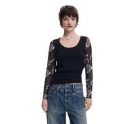 Desigual Damen 25SWTKAJ T-Shirt, Black, M