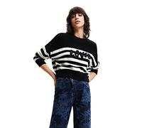 Desigual Damen Black Jers_anais 2000 Black Pullover Sweater, Schwarz, XL EU