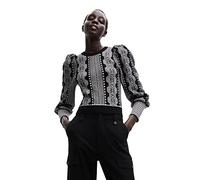 Desigual Damen Pullover - Schwarz-Weiß Strickpullover mit Muster 22WWJFA22000 GR. S