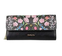 Desigual Damen Clutch Wende Crossbody 2-in-1 Blumen Schwarz Nude Creme 19SAYPX12000U, Größe ca.: 21 x 10 x 3,5 cm (L x B X T)