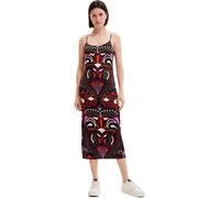 Desigual Damen Kleid - Buntes Midikleid mit Trägern und Retro-Muster 22WWVK232000 GR. L