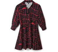 Desigual Damen Kleid - Schwarzes Kleid mit pinkem Schriftzug-Print 22WWVW203001 GR. S