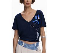 Desigual Damen Kurzarm Tshirt Blau 25WWTK28 BL5001 - Größe: S