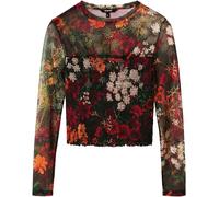 Desigual Damen Langarmshirt - Schwarzes Mesh-Shirt mit abstraktem Muster 22WWTK639019 GR. M