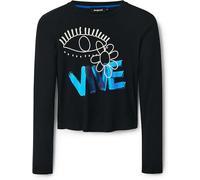 Desigual Damen Langarmshirt - Schwarzes Shirt mit blauem VIVE-Print 22WWTKA52000 GR. M