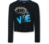 Desigual Damen Langarmshirt - Schwarzes Shirt mit blauem VIVE-Print 22WWTKA52000 GR. XS