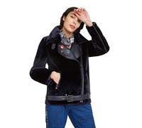 Desigual Damen Oslo Velvet/Kunstleder Bikerjacke, Schwarz , 70