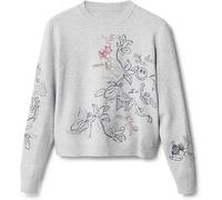 Desigual Damen Pullover - Grauer Sweater mit floraler Stickerei 22WWJFAF2042 GR. XS