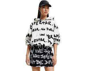 Desigual Damen Sweatshirt - Weißes Sweatshirt mit Schriftprint 22WWSK441001 GR. M