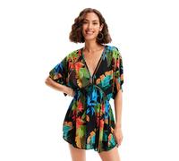 Desigual Women's Swim Tropical Party Bikini Top, Black, XL