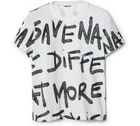 Desigual Damen T-Shirt - Weißes T-Shirt mit Schriftprint 22WWTK211000 GR. XS