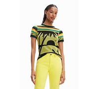 Desigual T-Shirt TS_Cagliari Palmenbaum Gelb mit kurzen Ärmeln Größe M