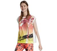 Desigual Damen TS_Spray Palm T-Shirt, Weiß (Blanco 1000), Large (Herstellergröße: L)