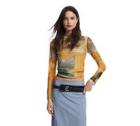Desigual Women's Woman Knit Long Sleeve T-Shirt, Yellow, M
