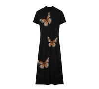 Desigual Damen Woman Knit Short Sleeve Dress, Schwarz, M EU