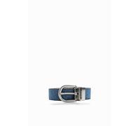 Desigual Gürtel Reversible Belt W90 Denim Raw hellblau schwarz wendbar