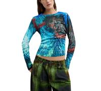 Desigual JERS_Pompom_Lacroix Damen-Sweatshirt, blau, 42