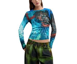 Desigual JERS_Pompom_Lacroix Damen-Sweatshirt, blau, 42