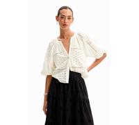 Desigual Julieta 24SWBW27 bluse mit Cutwork-Schnitt, Off-White, weiß, M