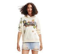 Desigual June Groovy Handgezeichnete Blumen Hoodie 23SWSK50, beige, 38