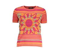 Kontrast TShirt Rundhals Logo Bluse Desigual Arancio - Größe: 2XL