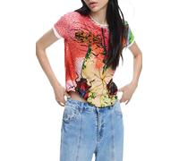 Desigual Kurzarm-T-Shirt aus der Damen-Kollektion, Grautöne, Größe XL