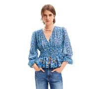 Desigual Women's BLUS_ZOÉ Blouse, Blue, X-Large