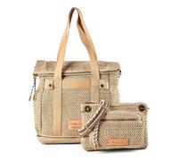 Desigual Raffia Schultertasche 29 cm mit Dehnfalte beige