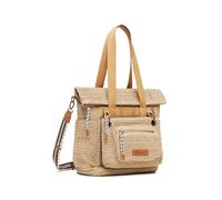 Desigual Raffia Schultertasche 29 cm mit Dehnfalte beige