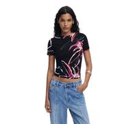 DESIGUAL T-SHIRT MANICHE CORTE DONNA NERO