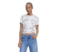 Desigual Damen Kurzarmshirt Weiß Größe XS
