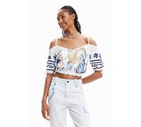 Desigual Women's BLUS_VASES 1000 Blouse, White, XXL