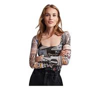 Desigual Womens Body_Any News T-Shirt, Black, XL