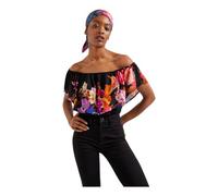Desigual Womens Body_Flower T-Shirt, Black, XL