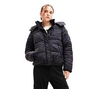 Desigual Women's Calgary Woman Woven Padded Short Overcoat, Black, XS
