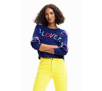 Desigual Women's JERS_I Love Sweatshirt, Blue, M