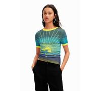 Desigual Women's TS_Sun Blouse, Blue, XX-Large