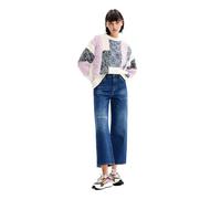 Desigual Women's Woman Flat Knit Thick Gauge Pullover Sweater, White, M