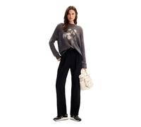 Desigual Women's Woman Flat Knit Thin Gauge Pullover Sweater, Black, Medium